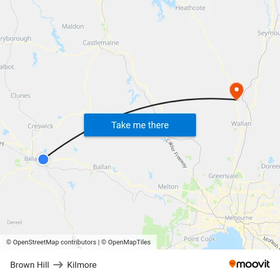 Brown Hill to Kilmore map