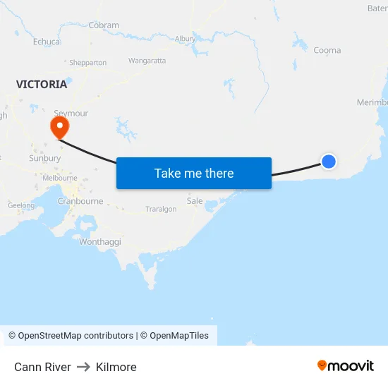 Cann River to Kilmore map