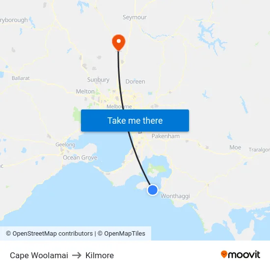 Cape Woolamai to Kilmore map