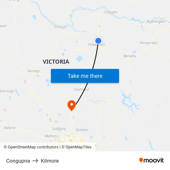 Congupna to Kilmore map