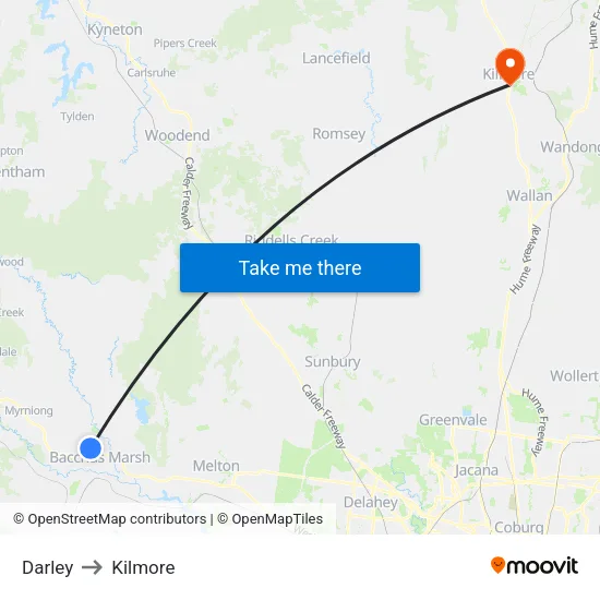 Darley to Kilmore map