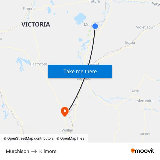 Murchison to Kilmore map