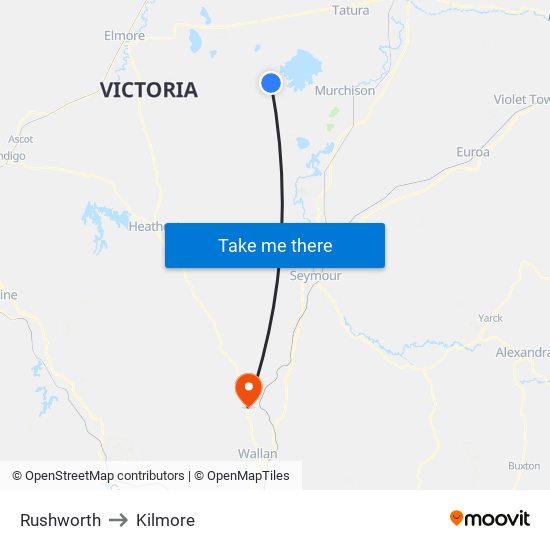 Rushworth to Kilmore map