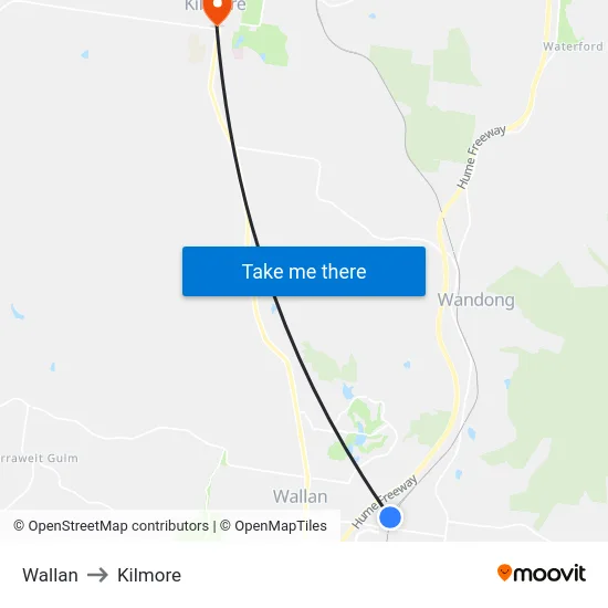 Wallan to Kilmore map