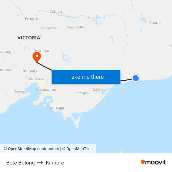 Bete Bolong to Kilmore map