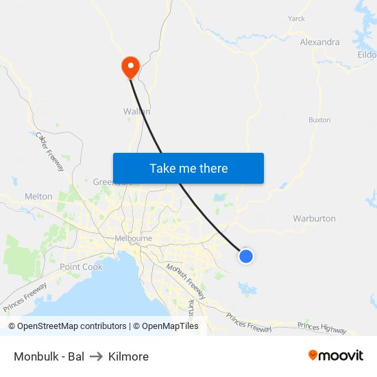 Monbulk - Bal to Kilmore map