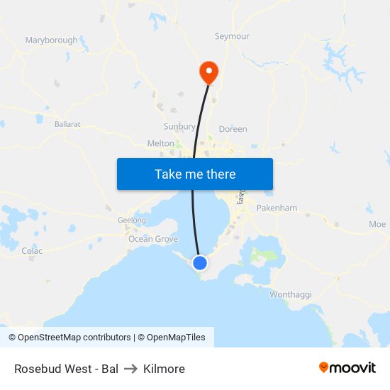 Rosebud West - Bal to Kilmore map