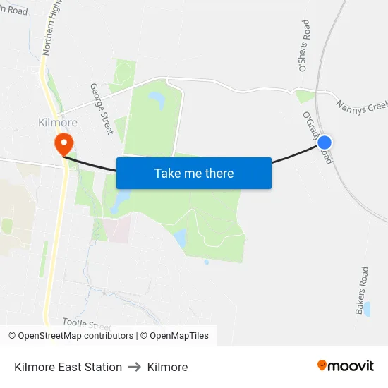 Kilmore East Station to Kilmore map