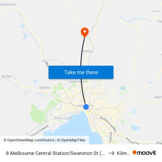 8-Melbourne Central Station/Swanston St (Melbourne City) to Kilmore map