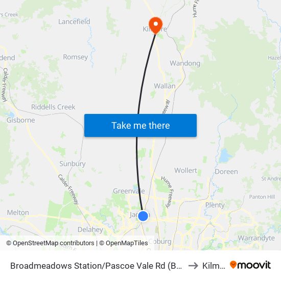 Broadmeadows Station/Pascoe Vale Rd (Broadmeadows) to Kilmore map