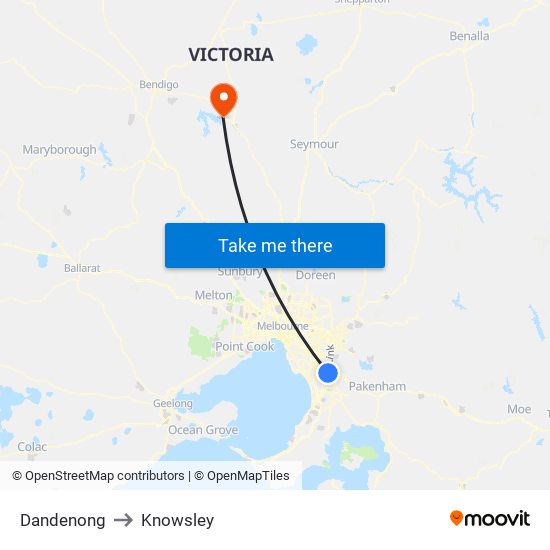 Dandenong to Knowsley map