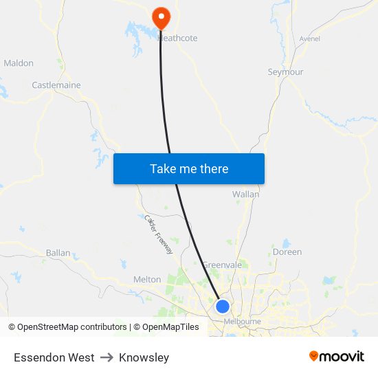 Essendon West to Knowsley map