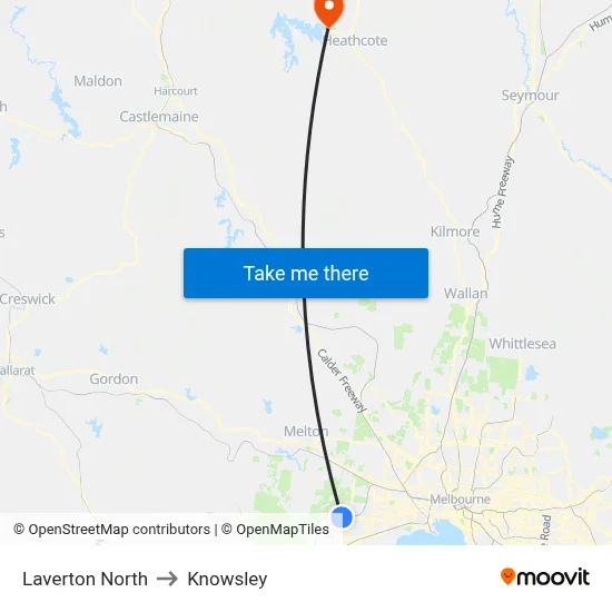 Laverton North to Knowsley map
