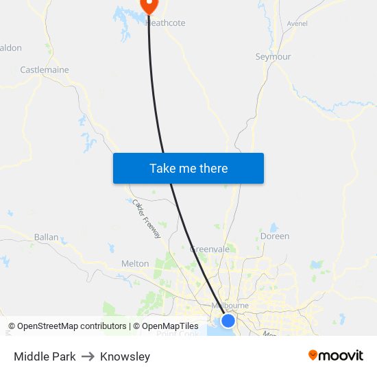 Middle Park to Knowsley map