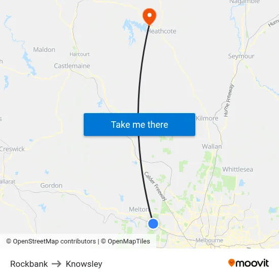 Rockbank to Knowsley map