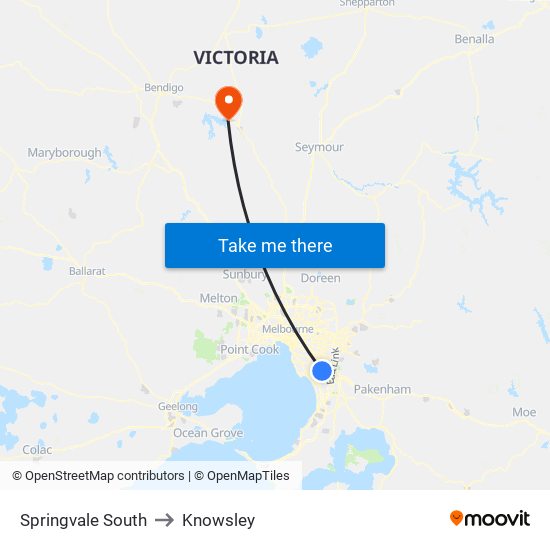 Springvale South to Knowsley map