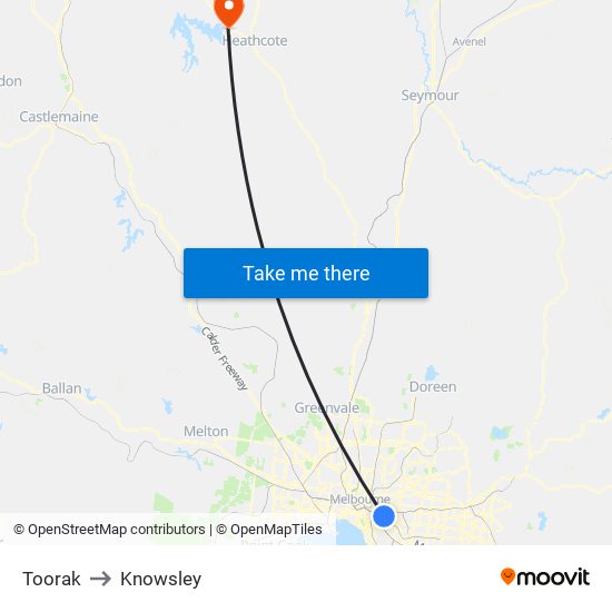 Toorak to Knowsley map