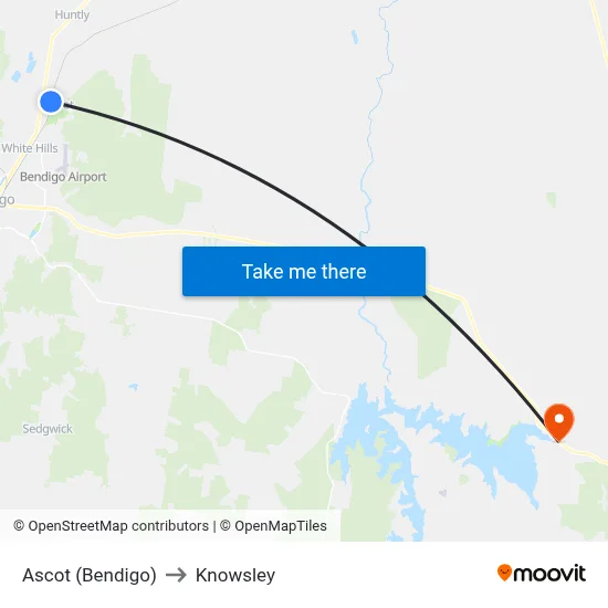 Ascot (Bendigo) to Knowsley map