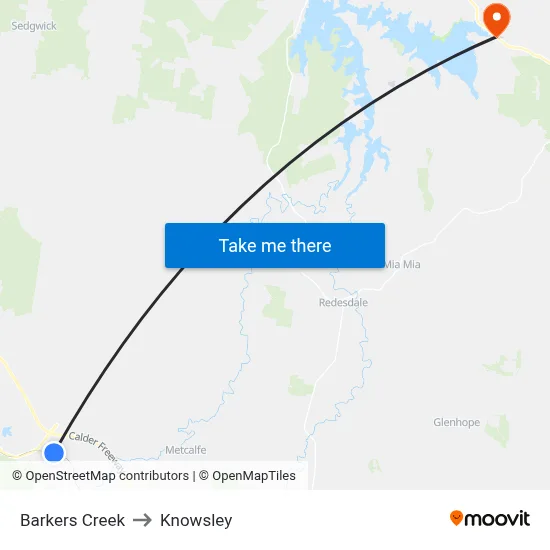 Barkers Creek to Knowsley map
