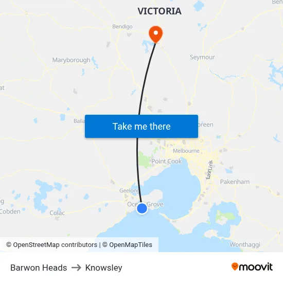 Barwon Heads to Knowsley map