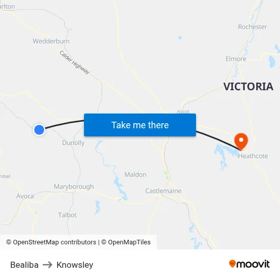 Bealiba to Knowsley map