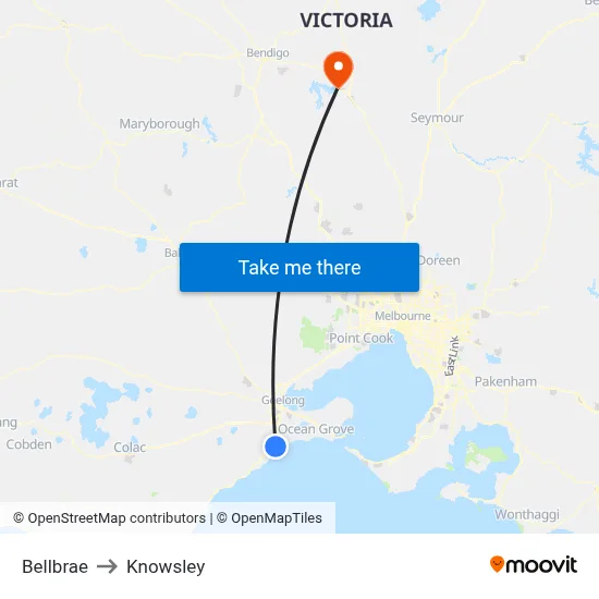 Bellbrae to Knowsley map
