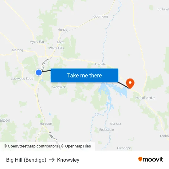 Big Hill (Bendigo) to Knowsley map