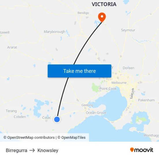 Birregurra to Knowsley map