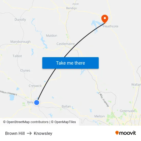 Brown Hill to Knowsley map