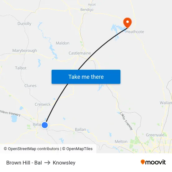 Brown Hill - Bal to Knowsley map