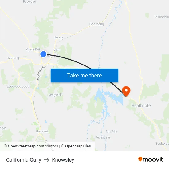 California Gully to Knowsley map