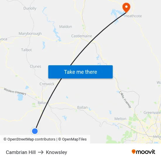 Cambrian Hill to Knowsley map