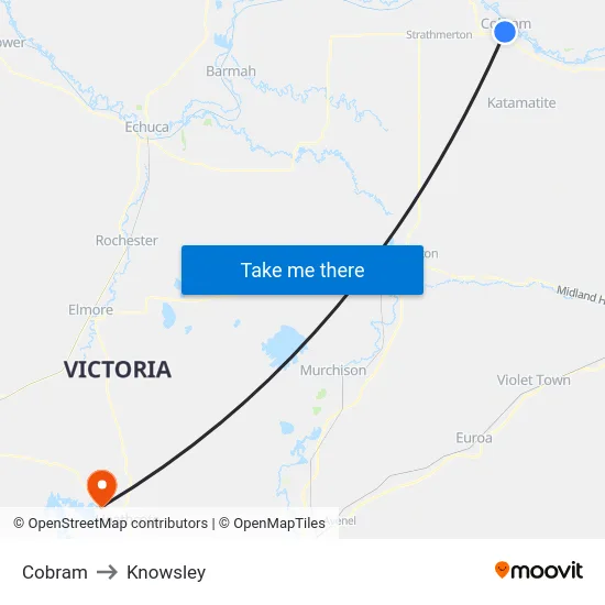 Cobram to Knowsley map