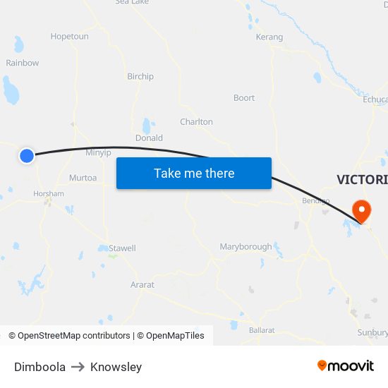 Dimboola to Knowsley map