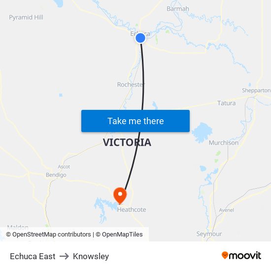 Echuca East to Knowsley map