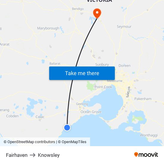 Fairhaven to Knowsley map