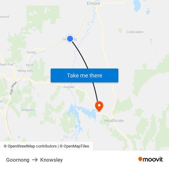 Goornong to Knowsley map