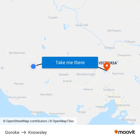 Goroke to Knowsley map