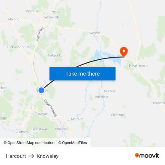 Harcourt to Knowsley map