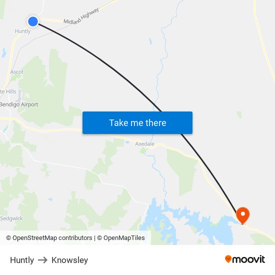 Huntly to Knowsley map