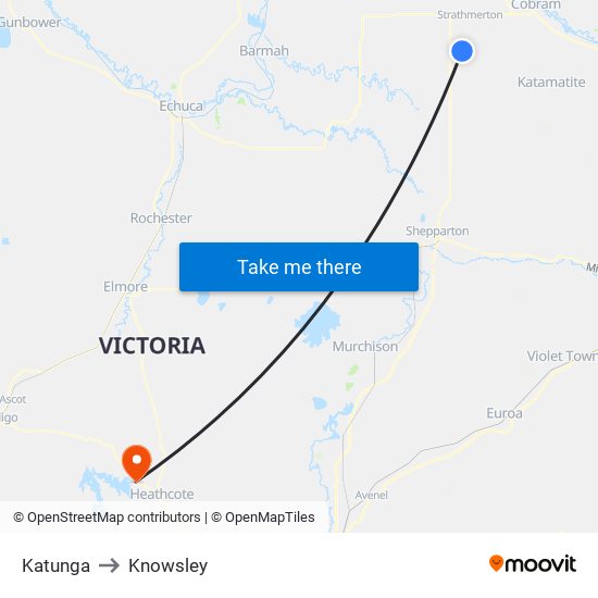 Katunga to Knowsley map