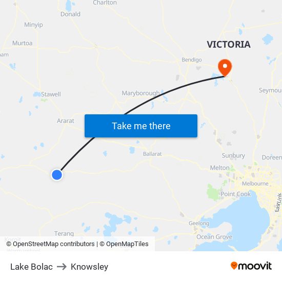 Lake Bolac to Knowsley map