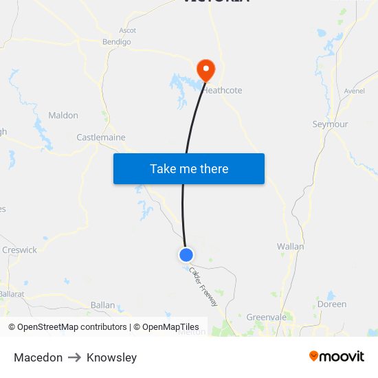 Macedon to Knowsley map