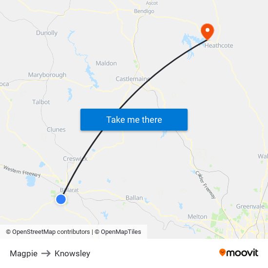 Magpie to Knowsley map