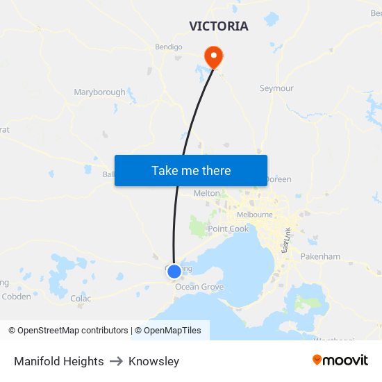 Manifold Heights to Knowsley map