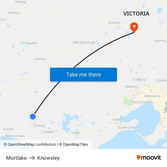 Mortlake to Knowsley map