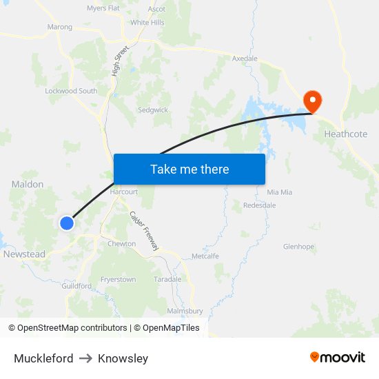 Muckleford to Knowsley map