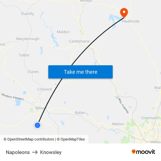 Napoleons to Knowsley map