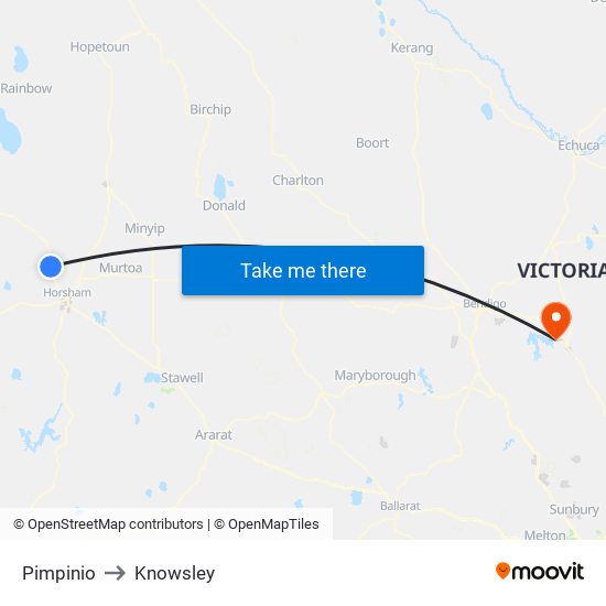 Pimpinio to Knowsley map