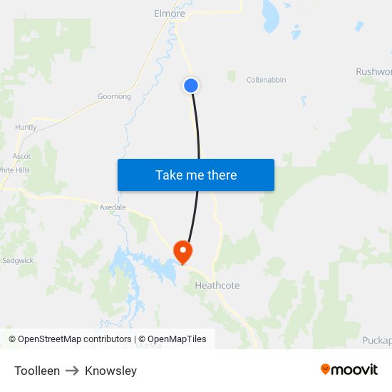 Toolleen to Knowsley map